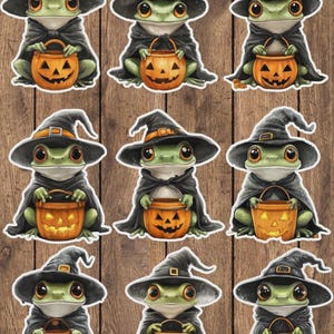 Halloween Witch Frog Vinyl Die Cut Sticker Set | Funny Sticker | Laptop Sticker | Water Bottle Sticker | Notebook Sticker