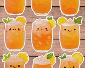 Happy Iced Tea Vinyl Die Cut Sticker Set Funny Sticker Laptop Sticker Water Bottle Sticker Notebook Sticker Scrapbooking