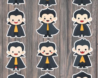 Simple Vampire Die Cut Vinyl Sticker Set – Spooky Stickers for Laptop, Notebook & Water Bottle