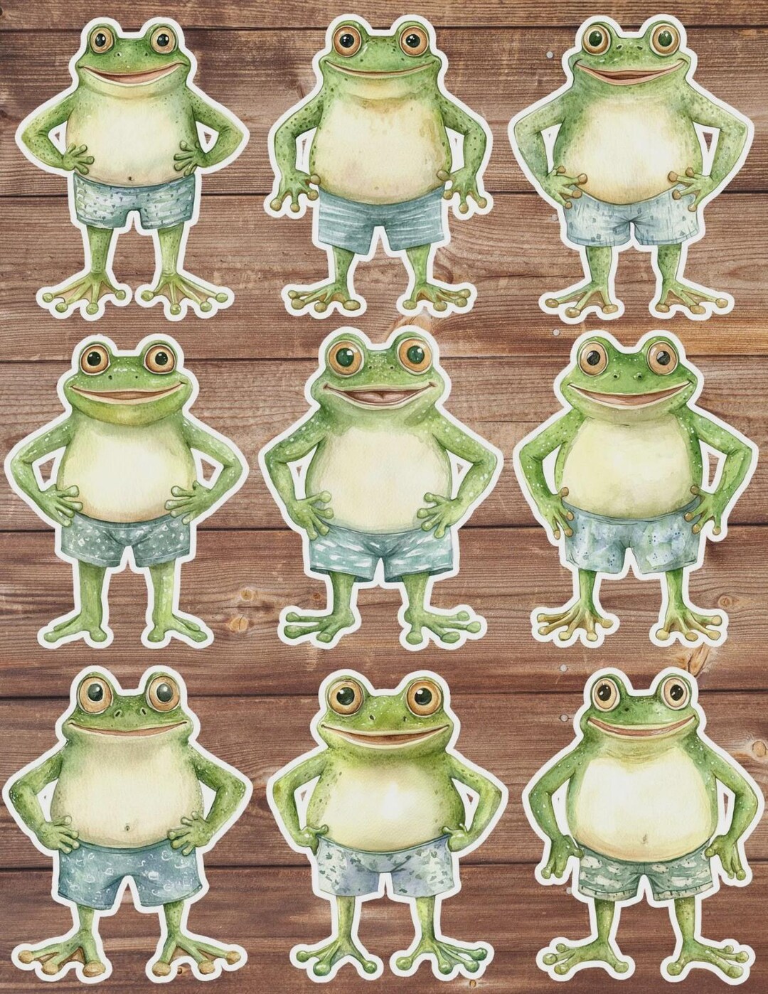 Swim Trunks Sticker Frog in Swim Trunks Die Cut Vinyl Sticker Set – Cute Summer Animal ...
