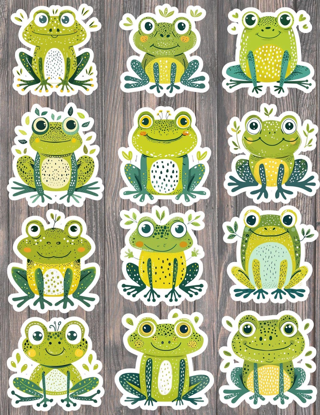 Cute Cartoon Frog Die Cut Vinyl Sticker Set – for Notebook, Laptop ...
