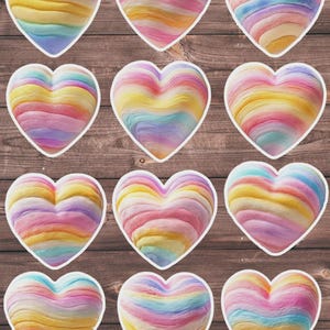 Pastel Heart Vinyl Die Cut Sticker Set  Funny Sticker Laptop Sticker Water Bottle Sticker Notebook Sticker