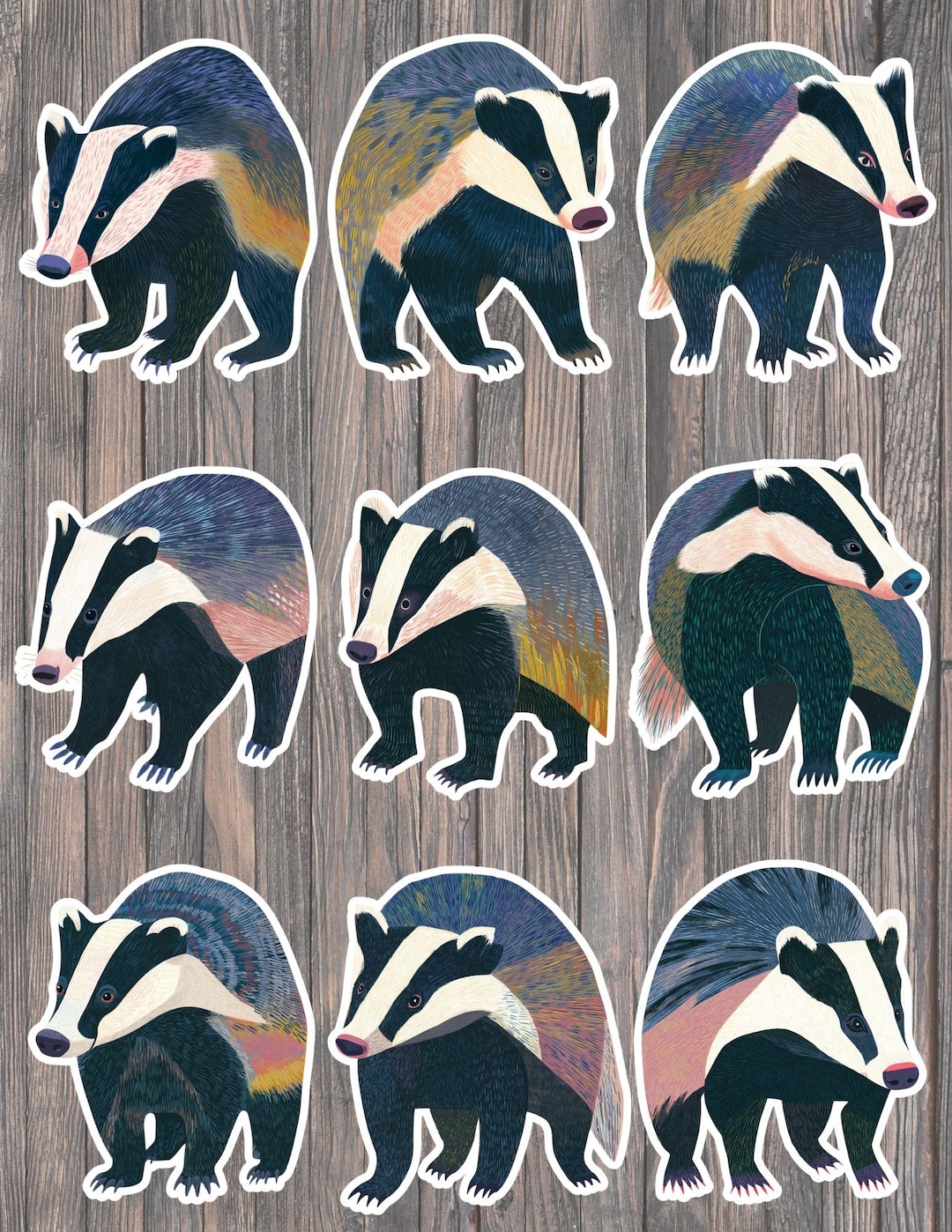 Badger Die Cut Vinyl Sticker Set – for Notebook, Laptop, Water Bottle ...
