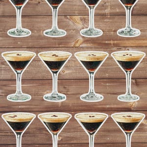 Espresso Martini Vinyl Die Cut Sticker Set | Funny Sticker | Laptop Sticker | Water Bottle Sticker | Notebook Sticker