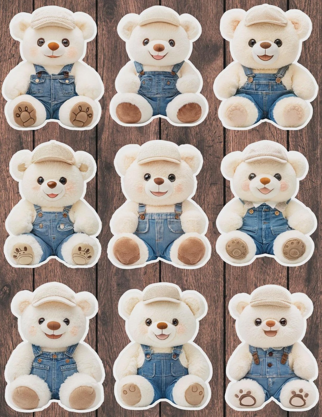 Overalls Sticker Teddy Bear in Overalls Vinyl Die Cut Sticker Set | Funny Sticker ...