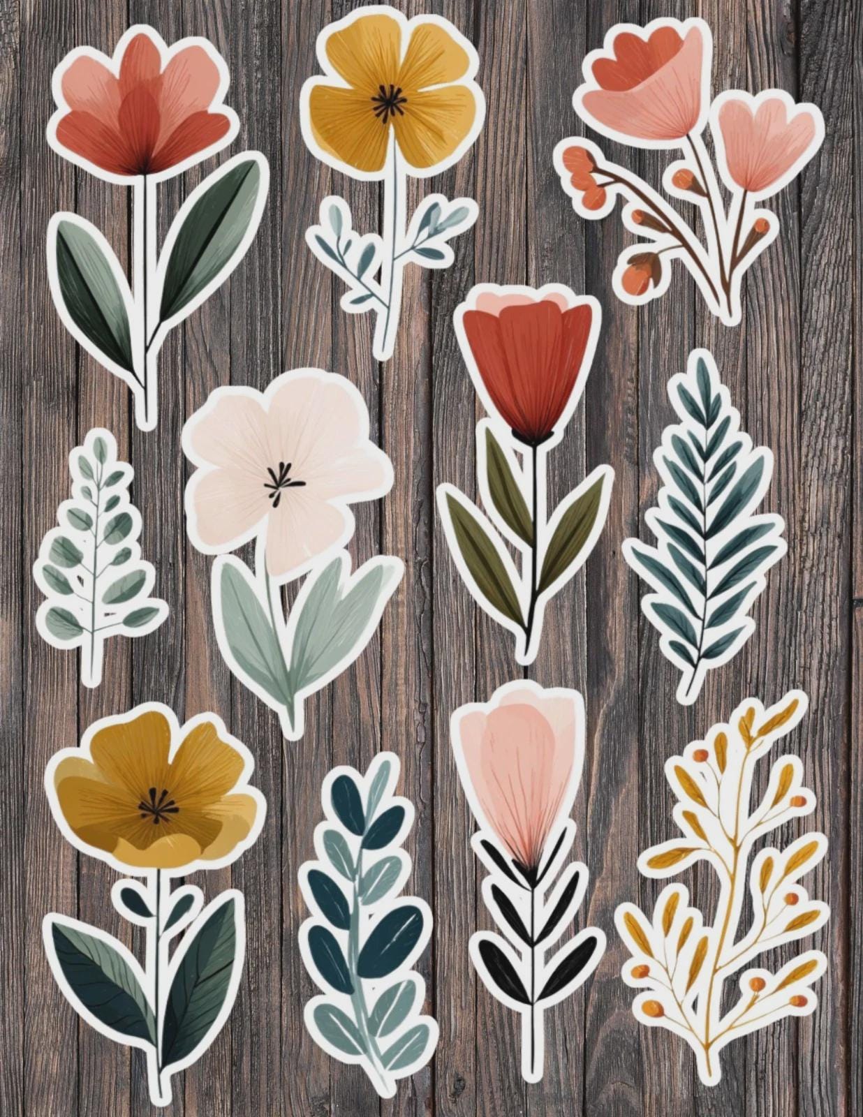 Botanical Set Die Cut Vinyl Sticker Set – for Notebook, Laptop, Water ...