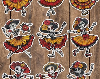 Skeleton Dancing Girl  Vinyl Die Cut Sticker Set | Funny Sticker | Laptop Sticker | Water Bottle Sticker | Notebook Sticker