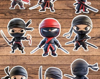Cartoon Ninja Die Cut Vinyl Sticker Set – For Notebook, Laptop, Water Bottle & Scrapbooking