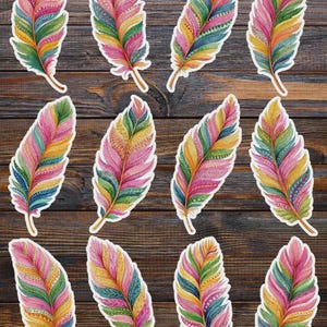 Colorful Feather Vinyl Die Cut Sticker Set | Funny Sticker | Laptop Sticker | Water Bottle Sticker | Notebook Sticker