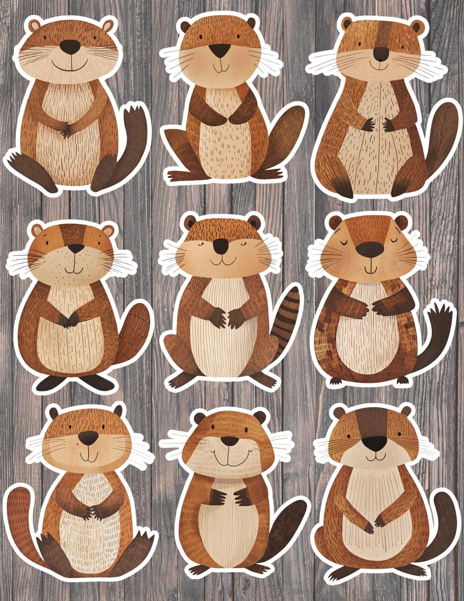 Whimsical Beaver Die Cut Vinyl Stickers | Waterproof Laptop, Water ...