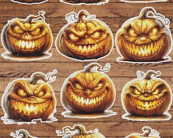 Scary Pumpkin Vinyl Die Cut Sticker Set | Funny Sticker | Laptop Sticker | Water Bottle Sticker | Notebook Sticker