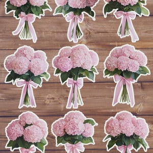 Pink Hydrageas Flowers Die Cut Vinyl Sticker Set Funny Sticker Laptop Sticker Water Bottle Sticker Notebook Sticker