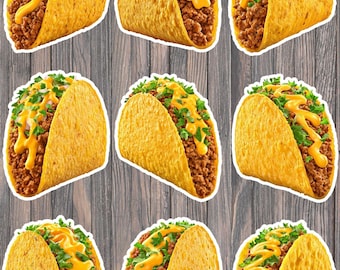 Cheesy Taco Die Cut Vinyl Sticker Set – For Notebook, Laptop, Water Bottle & Scrapbooking