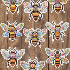 Decorative Bee Die Cut Vinyl Sticker Set | Sticker | Laptop Sticker | Water Bottle Sticker | Notebook Sticker