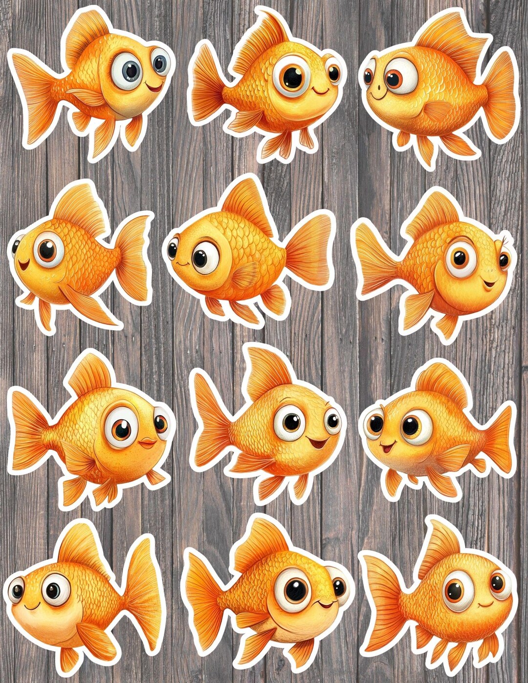 Fat Goldfish Sticker Cartoon Goldfish Die Cut Vinyl Sticker Set – Fish Stickers for Laptop ...