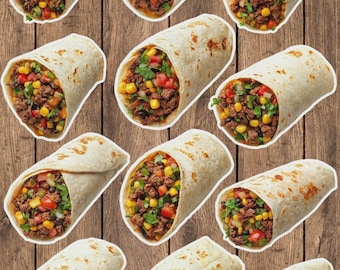 Steak Burrito Die Cut Vinyl Sticker Set | Funny Sticker | Laptop Sticker | Water Bottle Sticker | Notebook Sticker