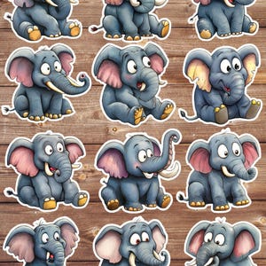 Cartoon Elephant Sticker Set | Funny Sticker | Laptop Sticker | Water Bottle Sticker | Notebook Sticker