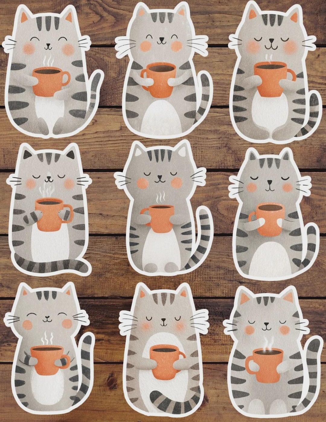 Cozy Kitten Die Cut Vinyl Sticker Set – for Notebook, Laptop, Water ...