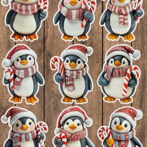 Christmas Penguin Die Cut Vinyl Sticker Set | Funny Sticker | Laptop Sticker | Water Bottle Sticker | Notebook Sticker