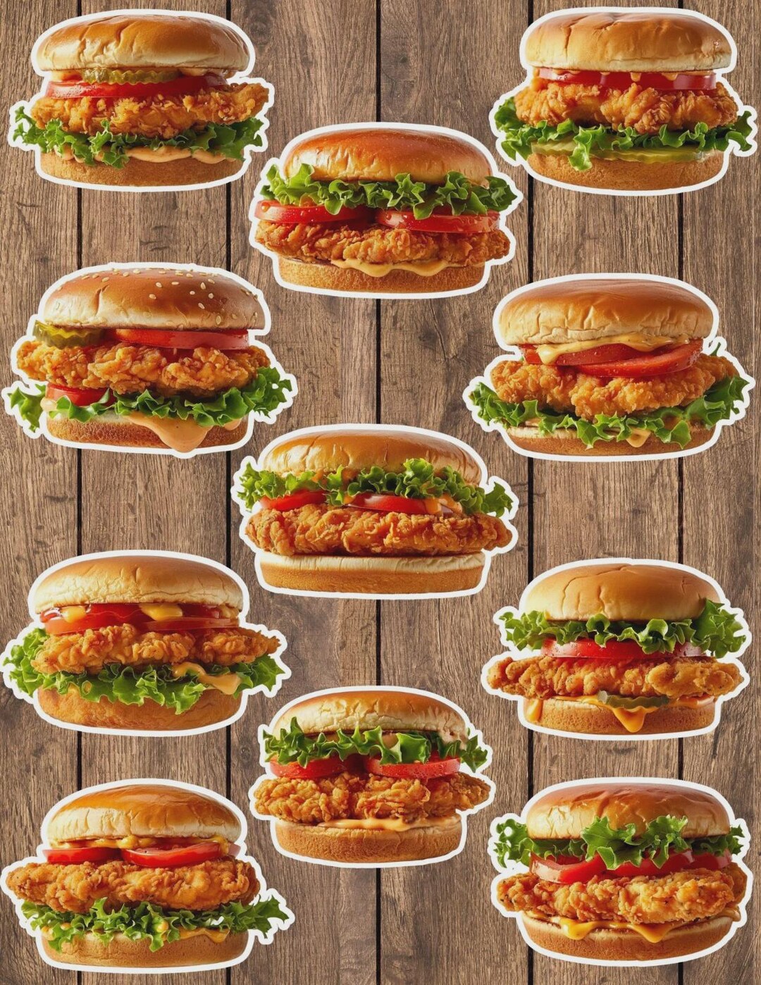 Chicken Sandwich Die Cut Vinyl Sticker Set – for Notebook, Laptop ...