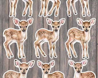 Cute Baby Deer Die Cut Vinyl Stickers – Woodland Fawn Decals for Laptops, Water Bottles, Notebooks
