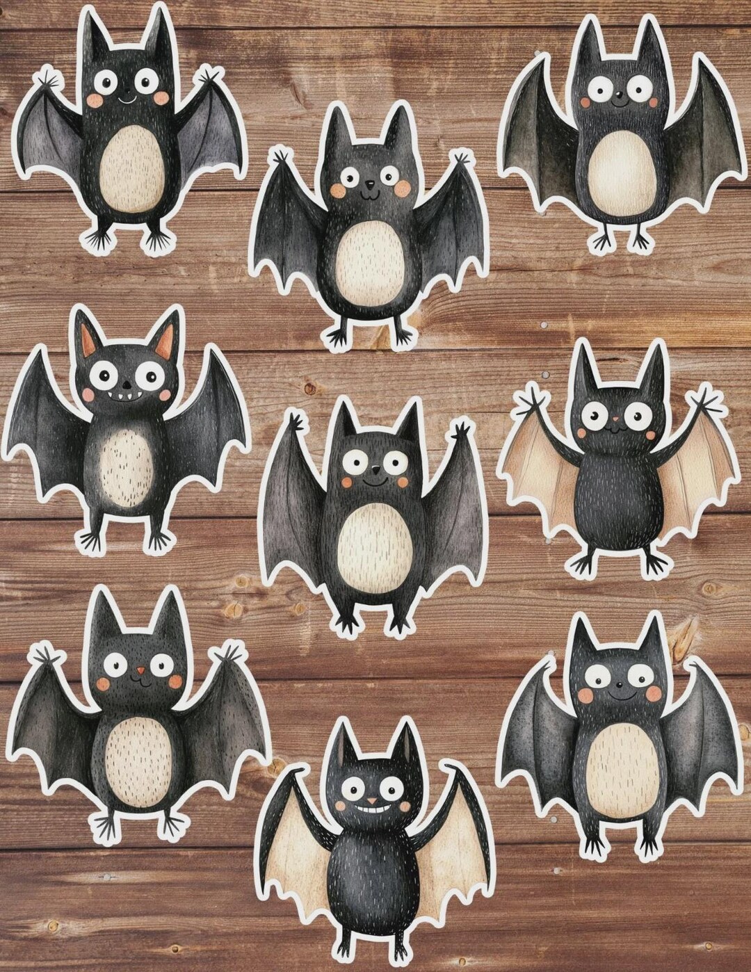 Textile Sticker Bat Che Cute Bat Die Cut Vinyl Sticker Set – for Notebook, Laptop, Water Bottle ...