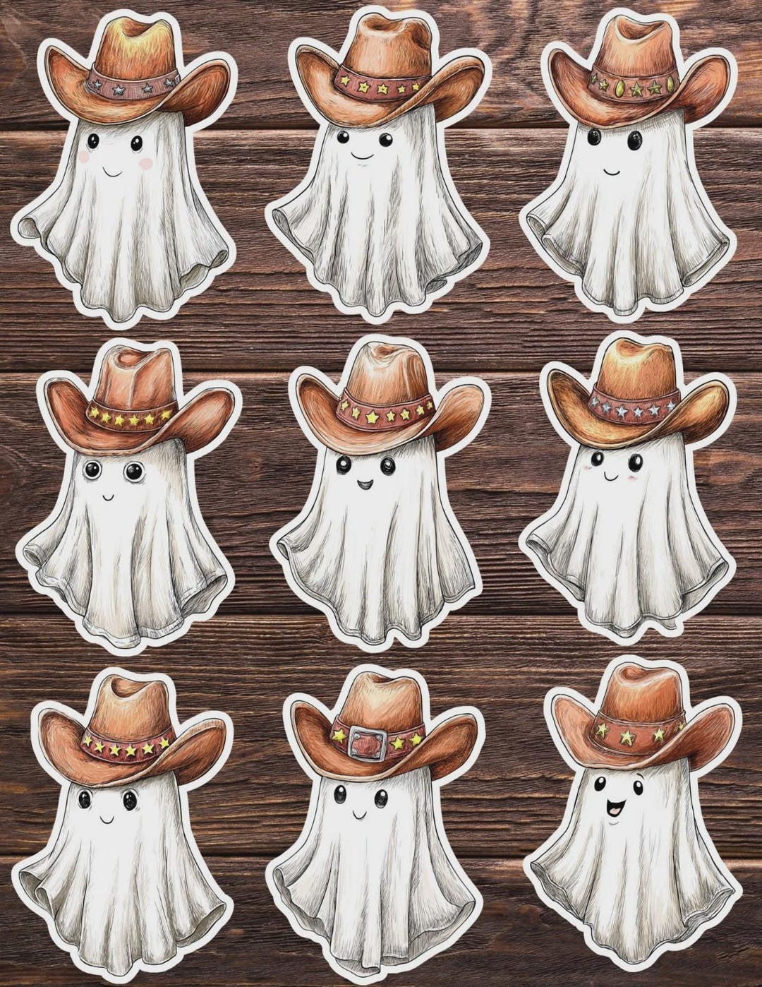 Title: Cowboy Ghost Die Cut Vinyl Sticker Set – for Notebook, Laptop ...