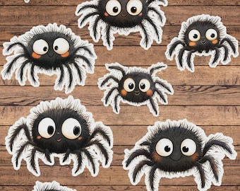 Hairy Black Spider Die Cut Vinyl Sticker Set – For Notebook, Laptop, Water Bottle & Scrapbooking