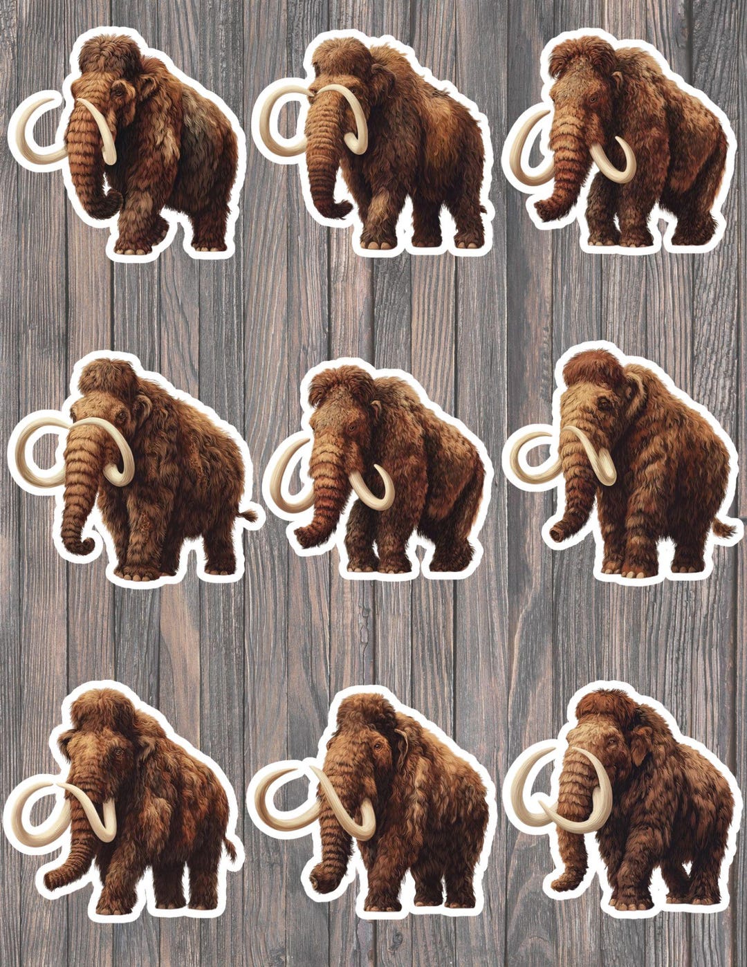 Mammoth Script Sticker Woolly Mammoth Sticker Set | Cute Die Cut Vinyl Decals - Etsy