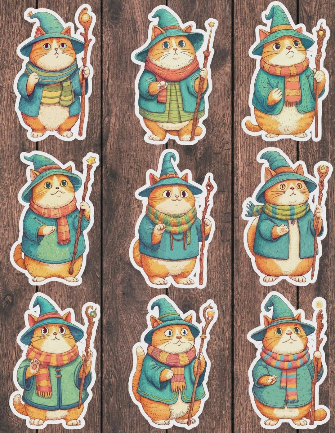 Wizard Cat Vinyl Die Cut Sticker Set | Funny Sticker | Laptop Sticker ...