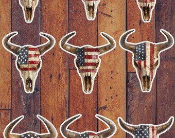 American Flag Skull Die Cut Sticker Set | Funny Sticker | Laptop Sticker | Water Bottle Sticker | Notebook Sticker