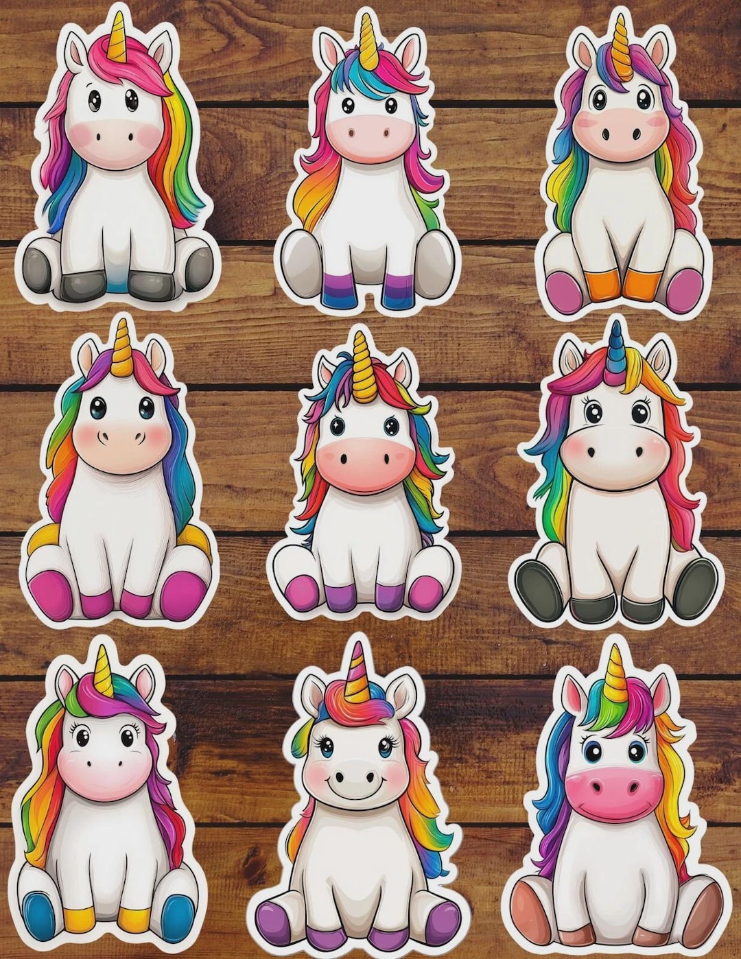 Uzo Sticker Colorful Unicorn Die Cut Vinyl Sticker Set – for Notebook, Laptop ...
