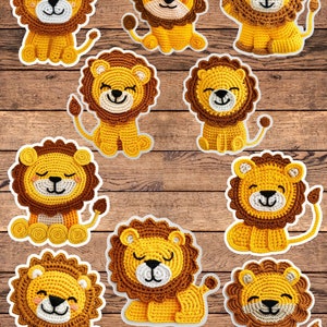 Crochet Cute Lion Die Cut Sticker Set | Funny Sticker | Laptop Sticker | Water Bottle Sticker | Notebook Sticker