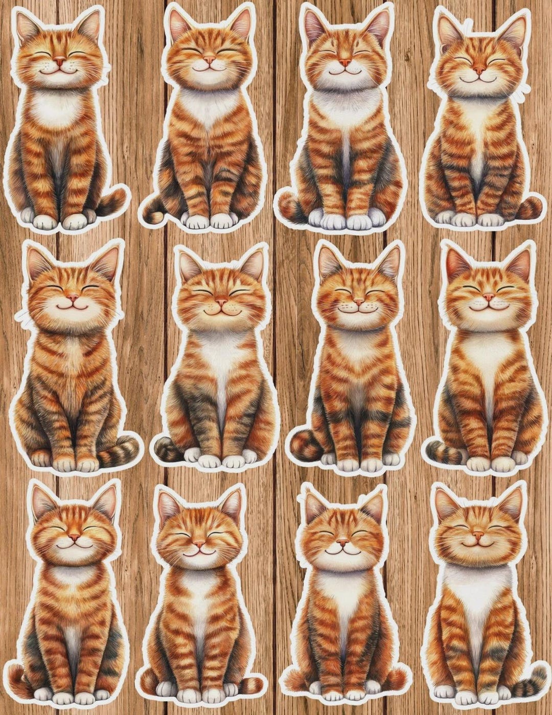 Stripped Smiling Cat Vinyl Die Cut Sticker Set | Funny Sticker | Laptop ...
