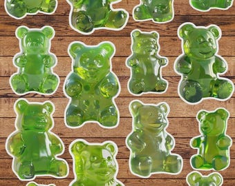 Green Gummy Bears Vinyl Die Cut Sticker Set Funny Sticker Laptop Sticker Water Bottle Sticker Notebook Sticker