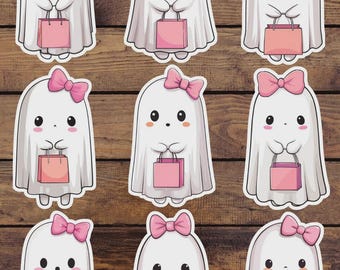 Cute Girl Ghost Die Cut Vinyl Sticker Set – For Notebook, Laptop, Water Bottle & Scrapbooking