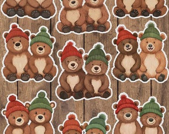 Bears In Beanies Vinyl Die Cut Sticker Set | Funny Sticker | Laptop Sticker | Water Bottle Sticker | Notebook Sticker