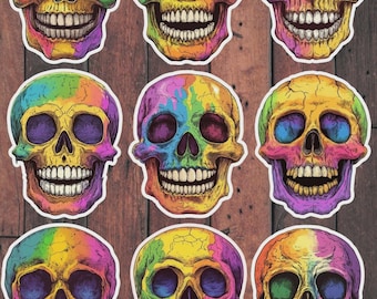 Rainbow Skull Vinyl Die Cut Sticker Set | Funny Sticker | Laptop Sticker | Water Bottle Sticker | Notebook Sticker