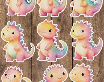 Pastel Dinosaur Die Cut Vinyl Sticker Set – For Notebook, Laptop, Water Bottle & Scrapbooking