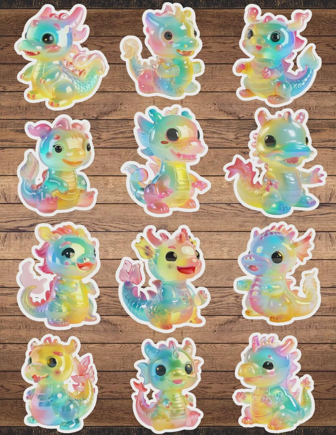 Rainbow Pastel Dragon Die Cut Vinyl Sticker Set | Funny Sticker ...