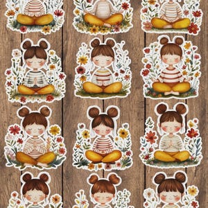 Zen Girl Vinyl Die Cut Sticker Set | Funny Sticker | Laptop Sticker | Water Bottle Sticker | Notebook Sticker