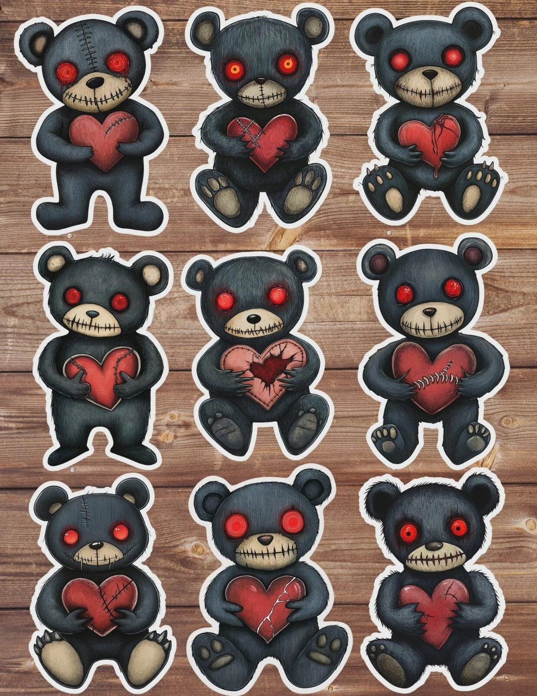 Creepy Halloween Bear Die Cut Vinyl Sticker Set – for Notebook, Laptop ...