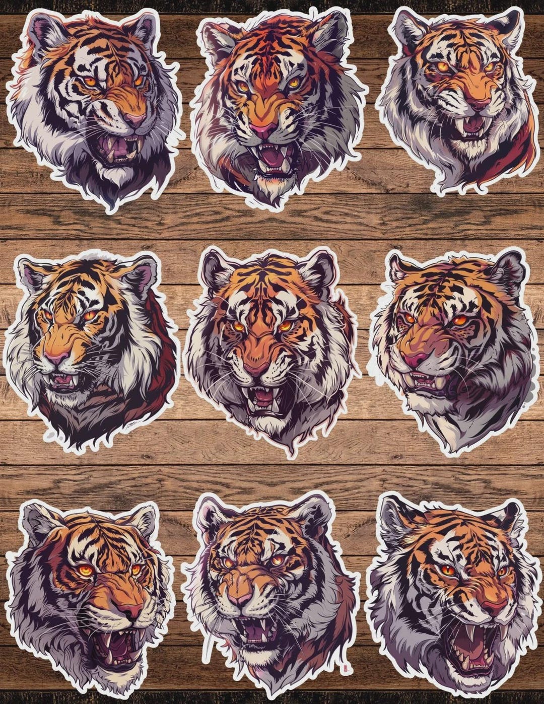 Tigerman Sticker Tiger Head Die Cut Vinyl Sticker Set – for Notebook, Laptop, Water ...