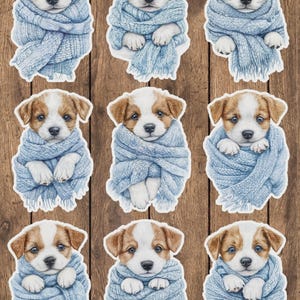 Snuggly Terrier Dog Vinyl Die Cut Sticker Set | Funny Sticker | Laptop Sticker | Water Bottle Sticker | Notebook Sticker