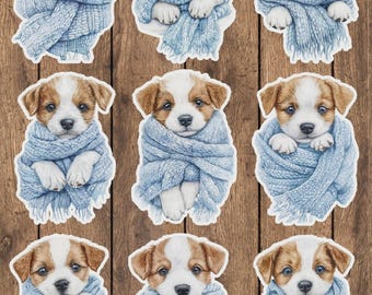 Snuggly Terrier Dog Vinyl Die Cut Sticker Set | Funny Sticker | Laptop Sticker | Water Bottle Sticker | Notebook Sticker