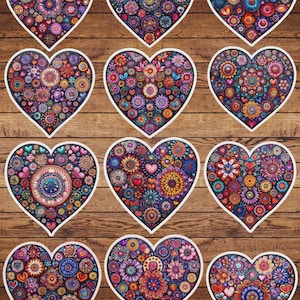 Ornate Heart Vinyl Die Cut Sticker Set  Funny Sticker Laptop Sticker Water Bottle Sticker Notebook Sticker Scrapbooking