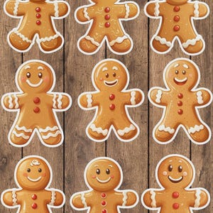 Cartoon Gingerbread Vinyl Die Cut Sticker Set | Funny Sticker | Laptop Sticker | Water Bottle Sticker | Notebook Sticker