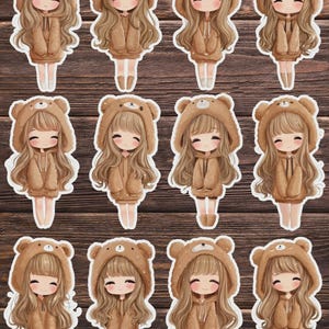 Teddy Bear Girl Vinyl Die Cut Sticker Set | Funny Sticker | Laptop Sticker | Water Bottle Sticker | Notebook Sticker