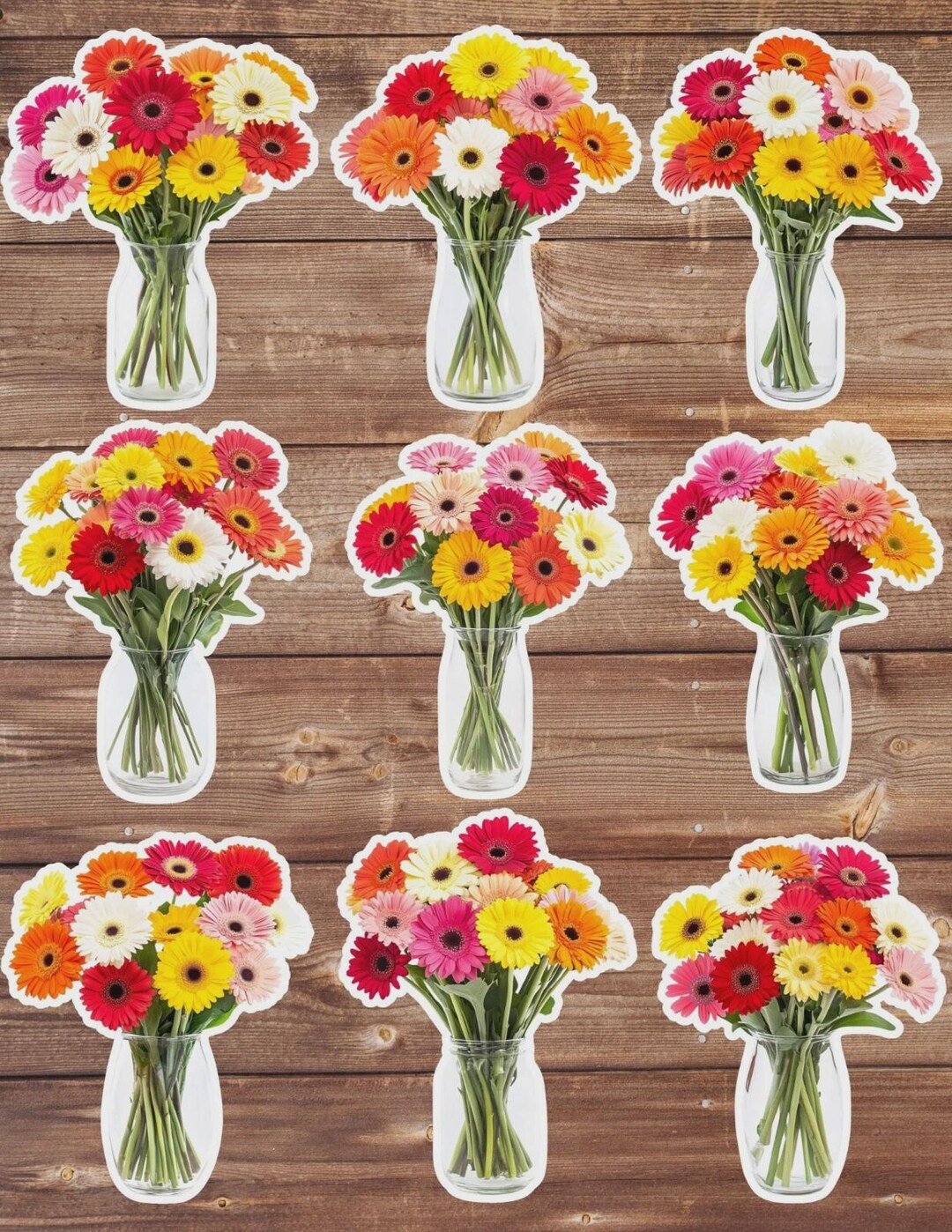 Colorful Flowers Die Cut Vinyl Sticker Set – for Notebook, Laptop ...