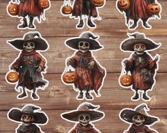 Halloween Skeleton Vinyl Die Cut Sticker Set | Funny Sticker | Laptop Sticker | Water Bottle Sticker | Notebook Sticker
